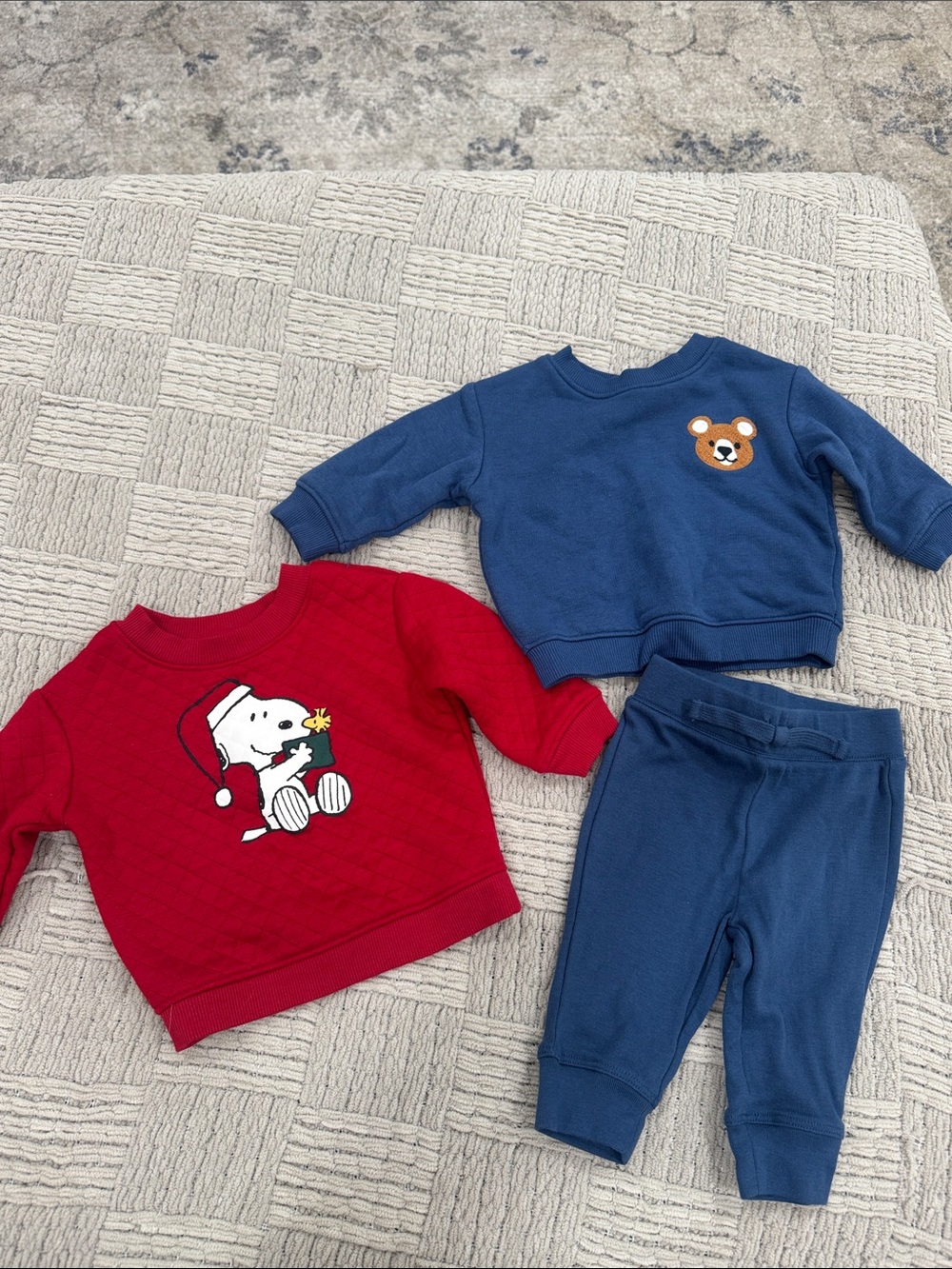 jumping beans Red Snoopy Sweatshirt & Blue Bear Sweatshirt with Blue Pants
